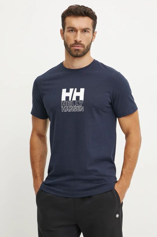 

Хлопковая футболка Helly Hansen, темно-синий