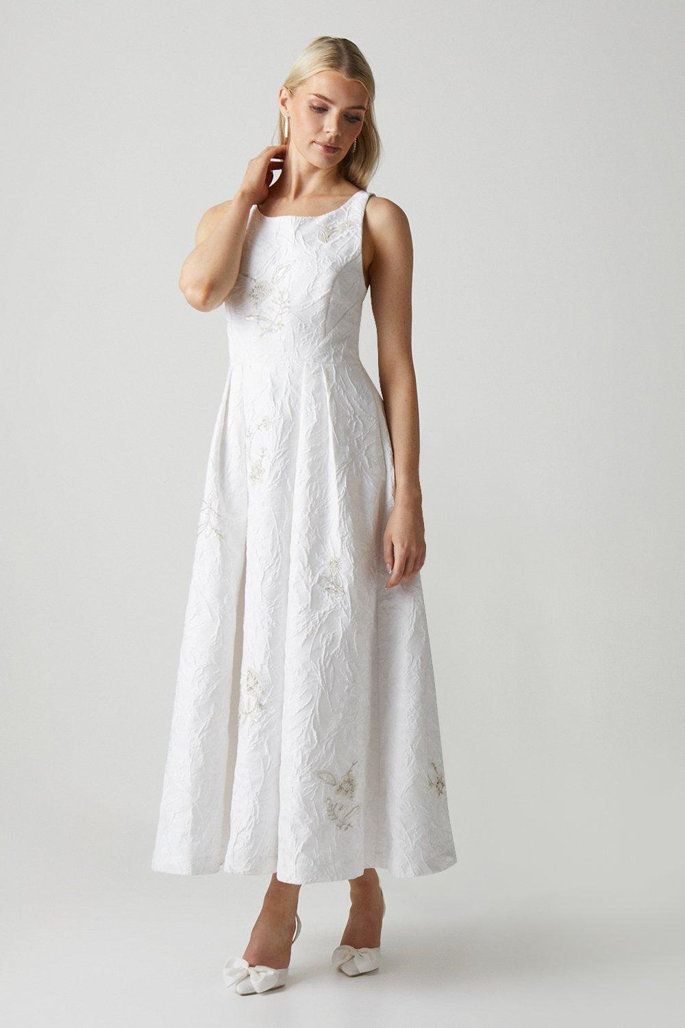 Украшенное жаккардовое свадебное платье премиум-класса с крестом на спине Coast, белый платье роскошная жизнь
