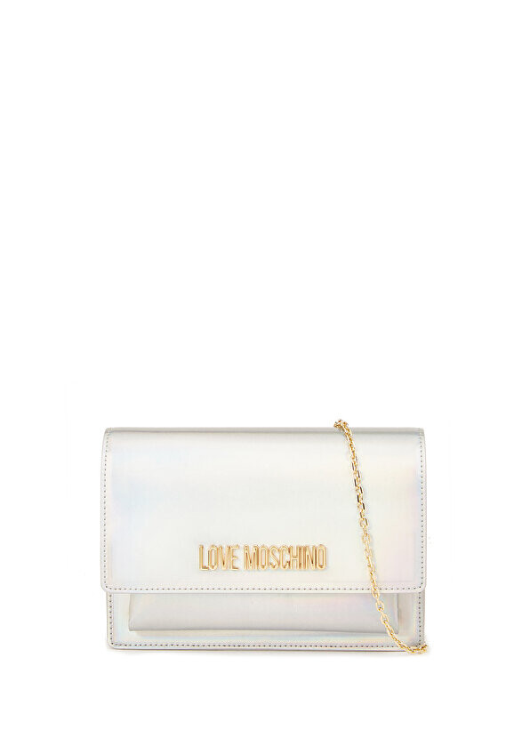 

Серебряная женская сумка через плечо для вечернего платья Love Moschino