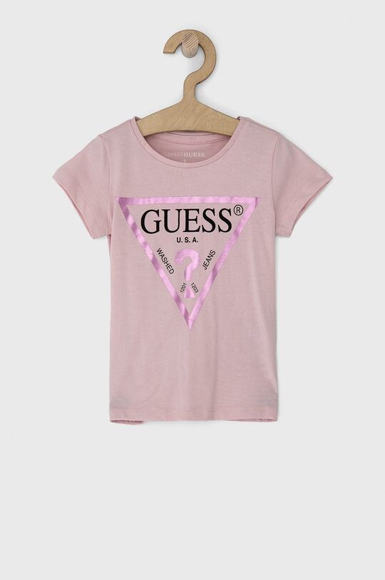 

Детская хлопковая футболка Guess, розовый