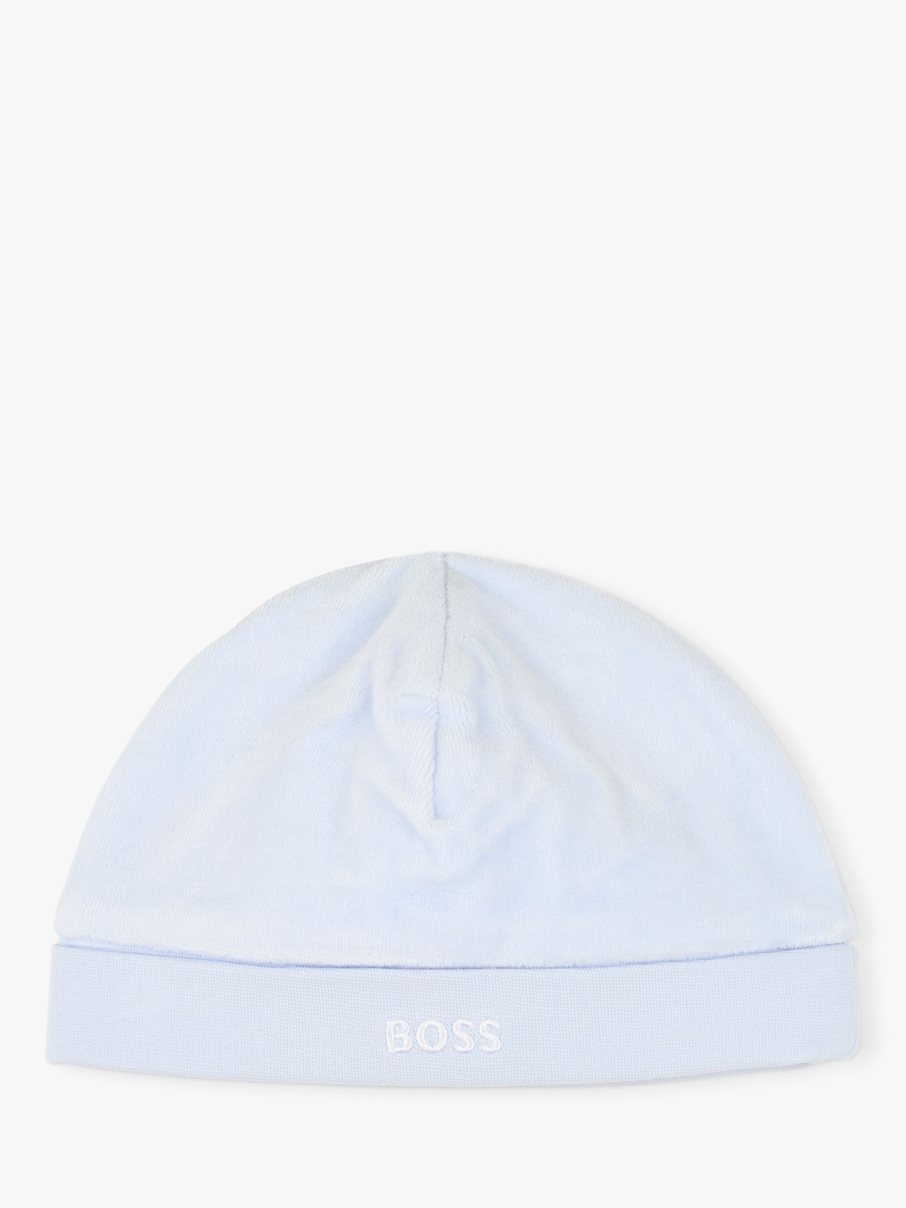 Бархатная шапка без рукавов с логотипом Baby BOSS, светло-синий