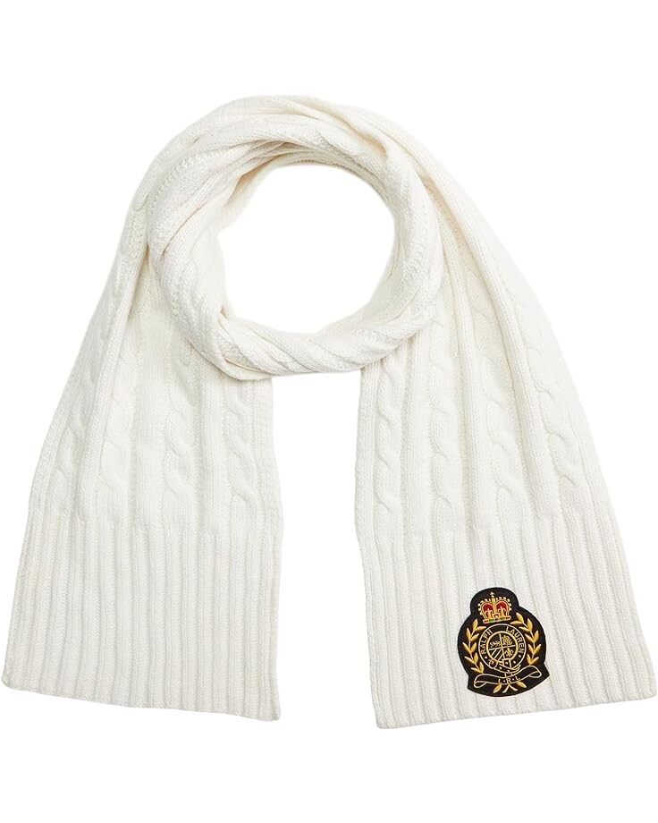 цена Шарф LAUREN Ralph Lauren Recycled Patch Cable Scarf, кремовый