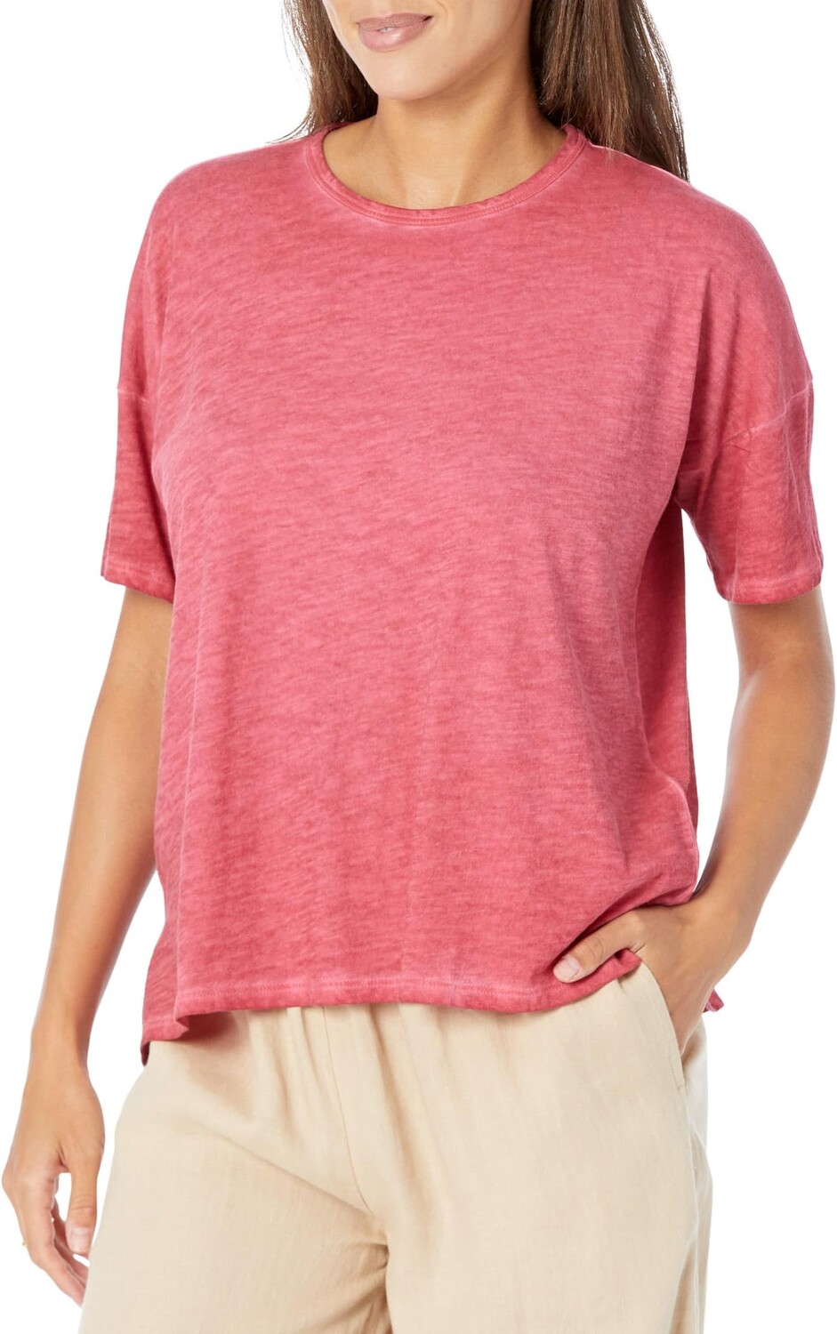 

Свободная футболка с круглым вырезом Eileen Fisher, цвет Geranium
