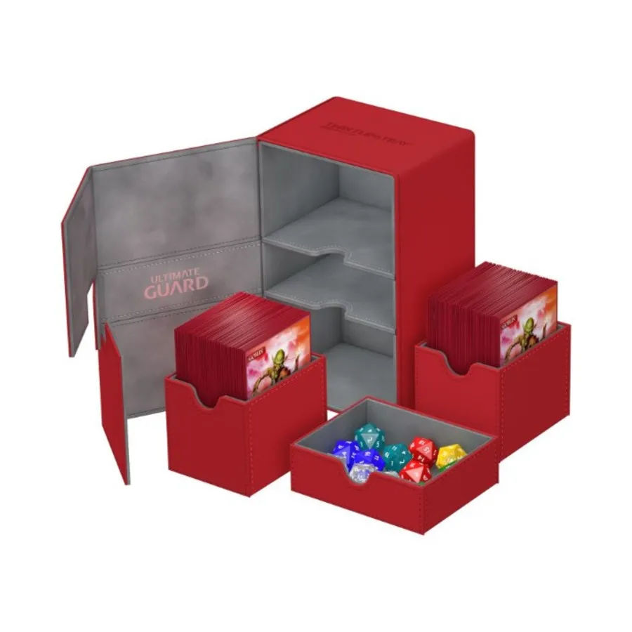 

Коробка с двойной откидной крышкой и лотком — XenoSkin, красный (160+), Deck Box (Ultimate Guard)