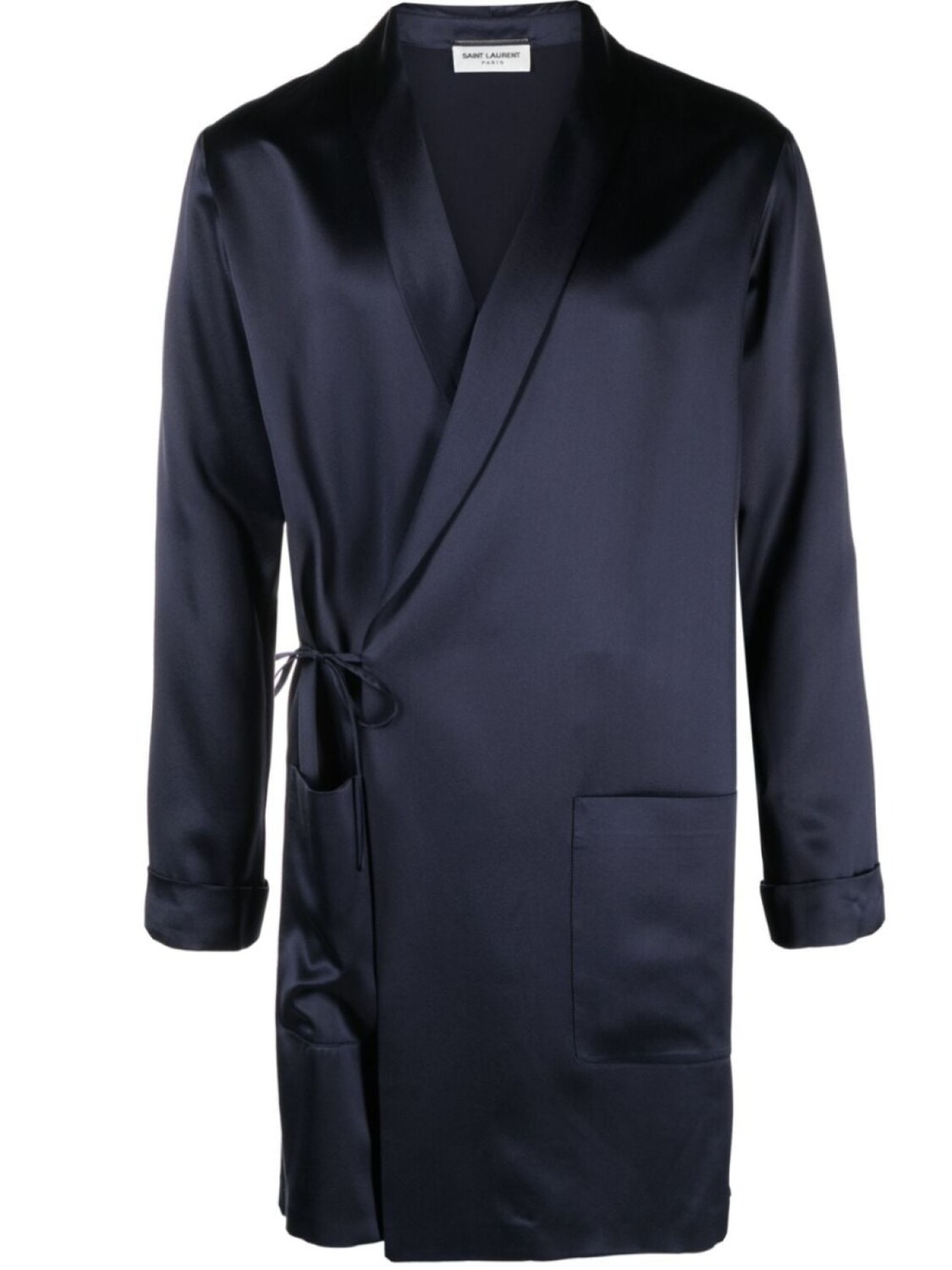 

Saint Laurent шелковое пальто со смещенной застежкой, синий