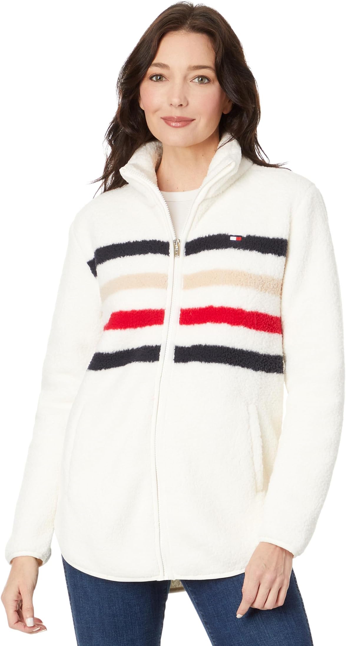 Куртка Stripe Sherpa Jacket Tommy Hilfiger, цвет Soft Ivory