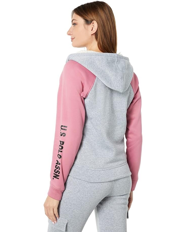 

Худи U.S. POLO ASSN. Raglan Color-Block Hoodie, цвет Heather Light Gray