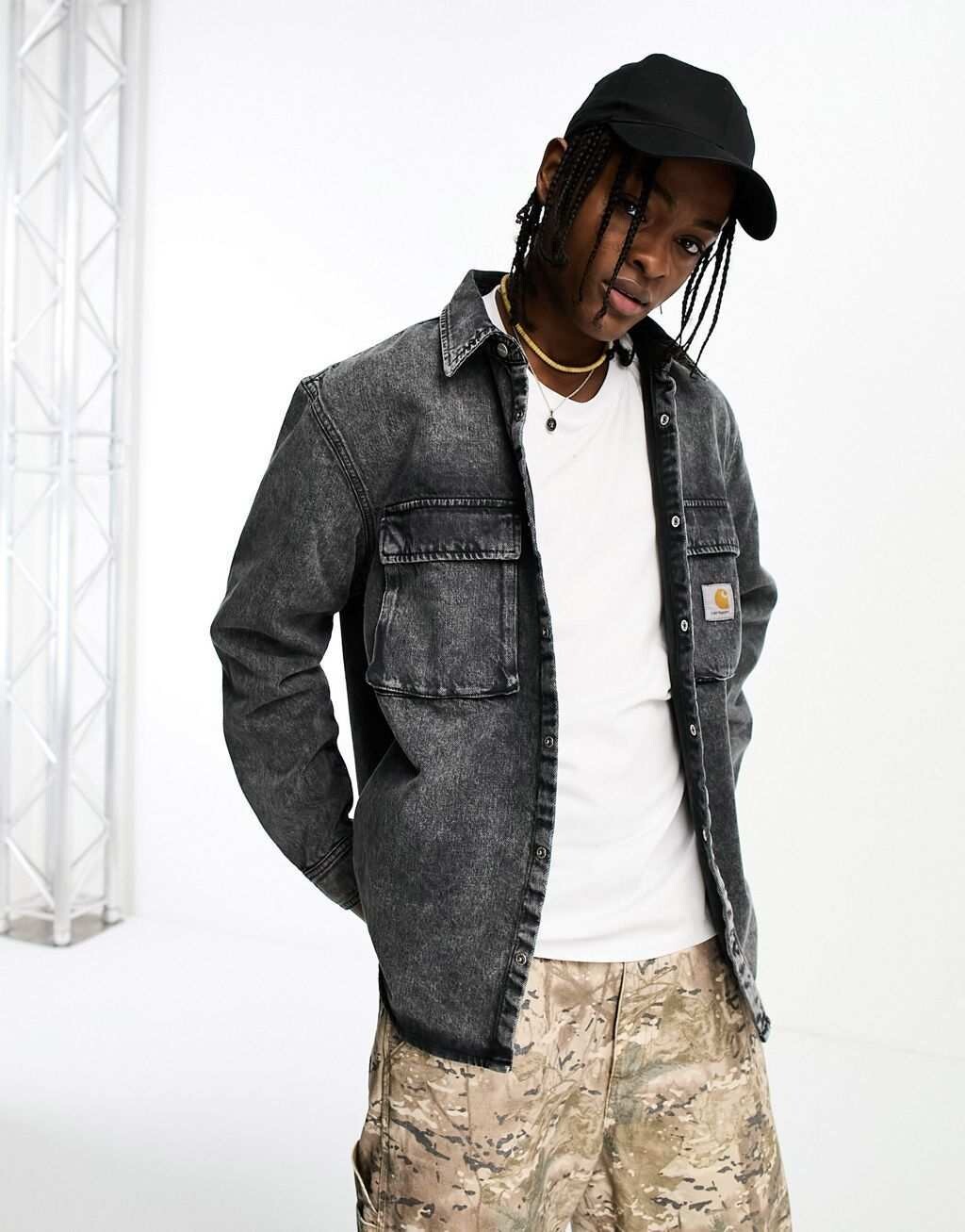 

Черная джинсовая рубашка Carhartt WIP Monterey Acid Wash