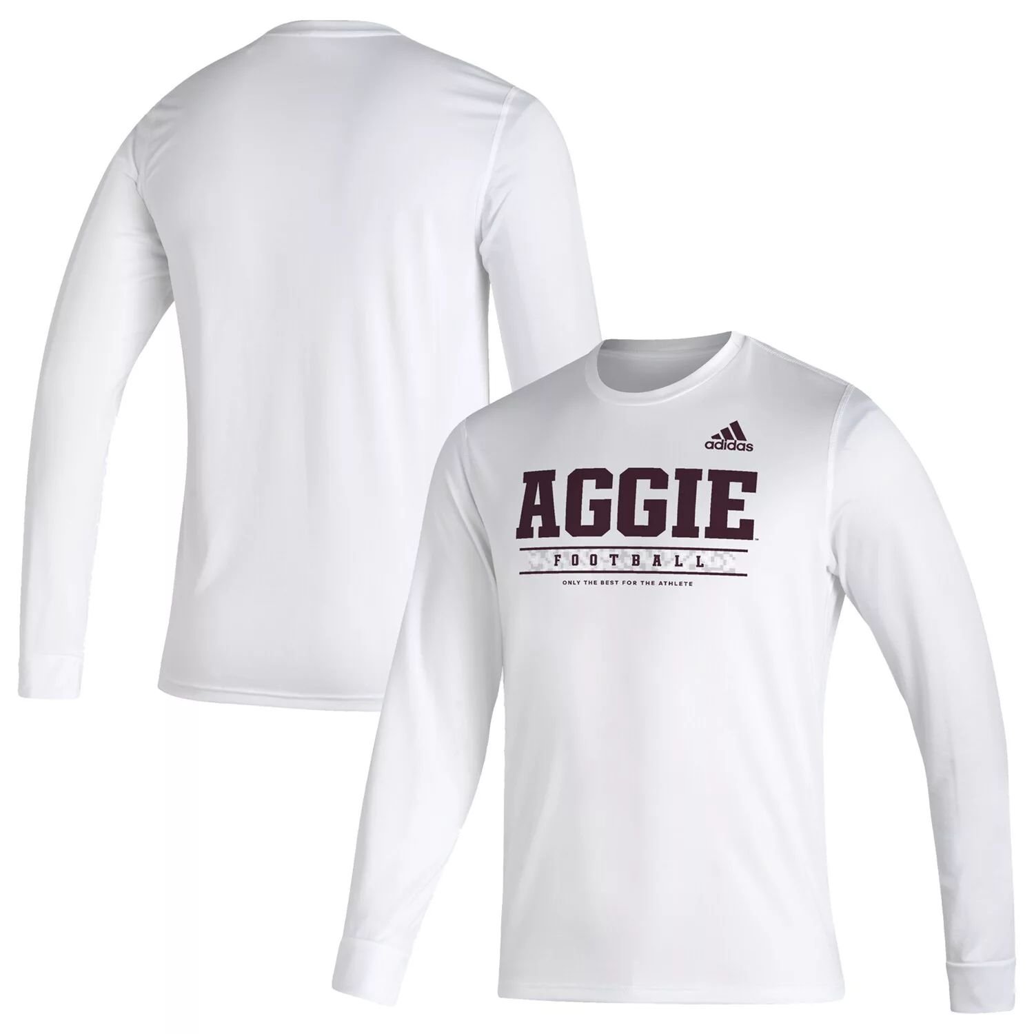 

Мужская белая футболка с длинным рукавом Texas A&M Aggies Sideline Creator Practice AEROREADY adidas