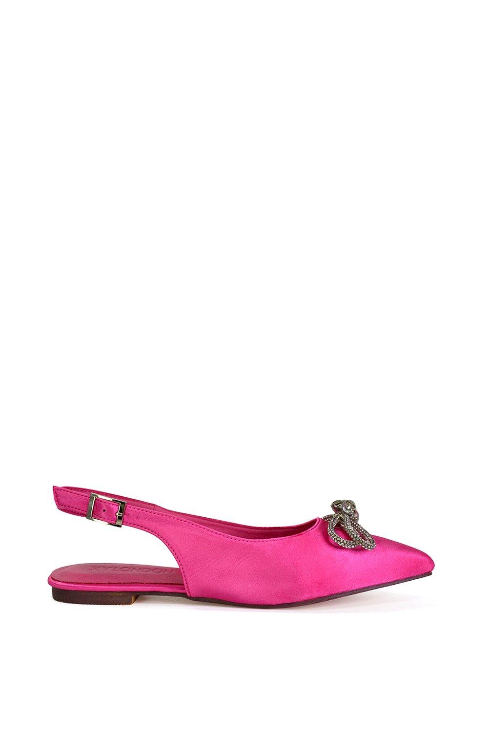 Туфли-лодочки 'Ossie' с открытой пяткой и стразами и острым носком с бантом XY London, розовый