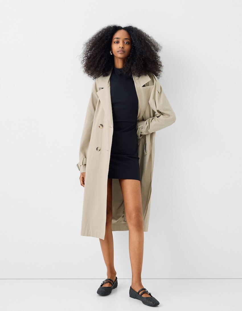 

Куртка Bershka, песочный, Бежевый