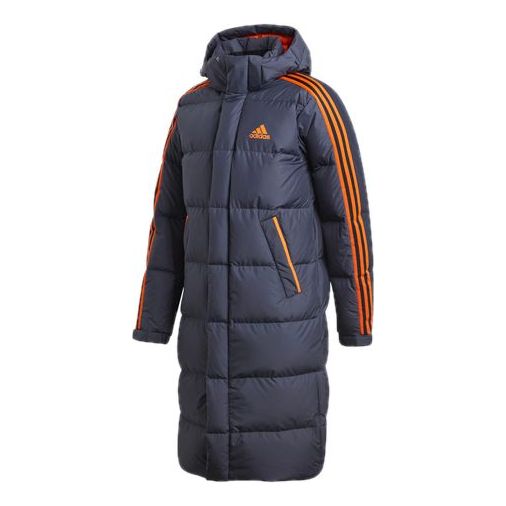 Пуховик adidas 3st Long Coat Outdoor Sports Detachable hooded Down Jacket Blue, синий цена и фото