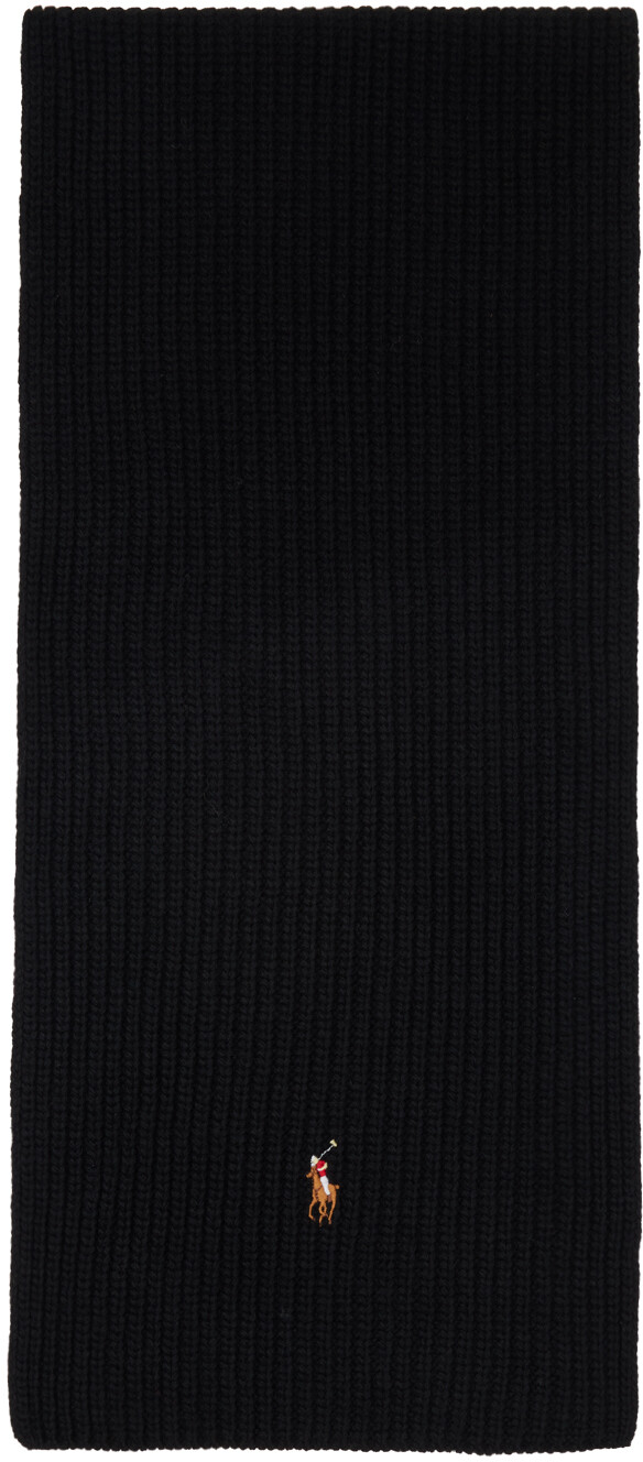 

Черный вязаный шарф-поло Signature Polo Ralph Lauren