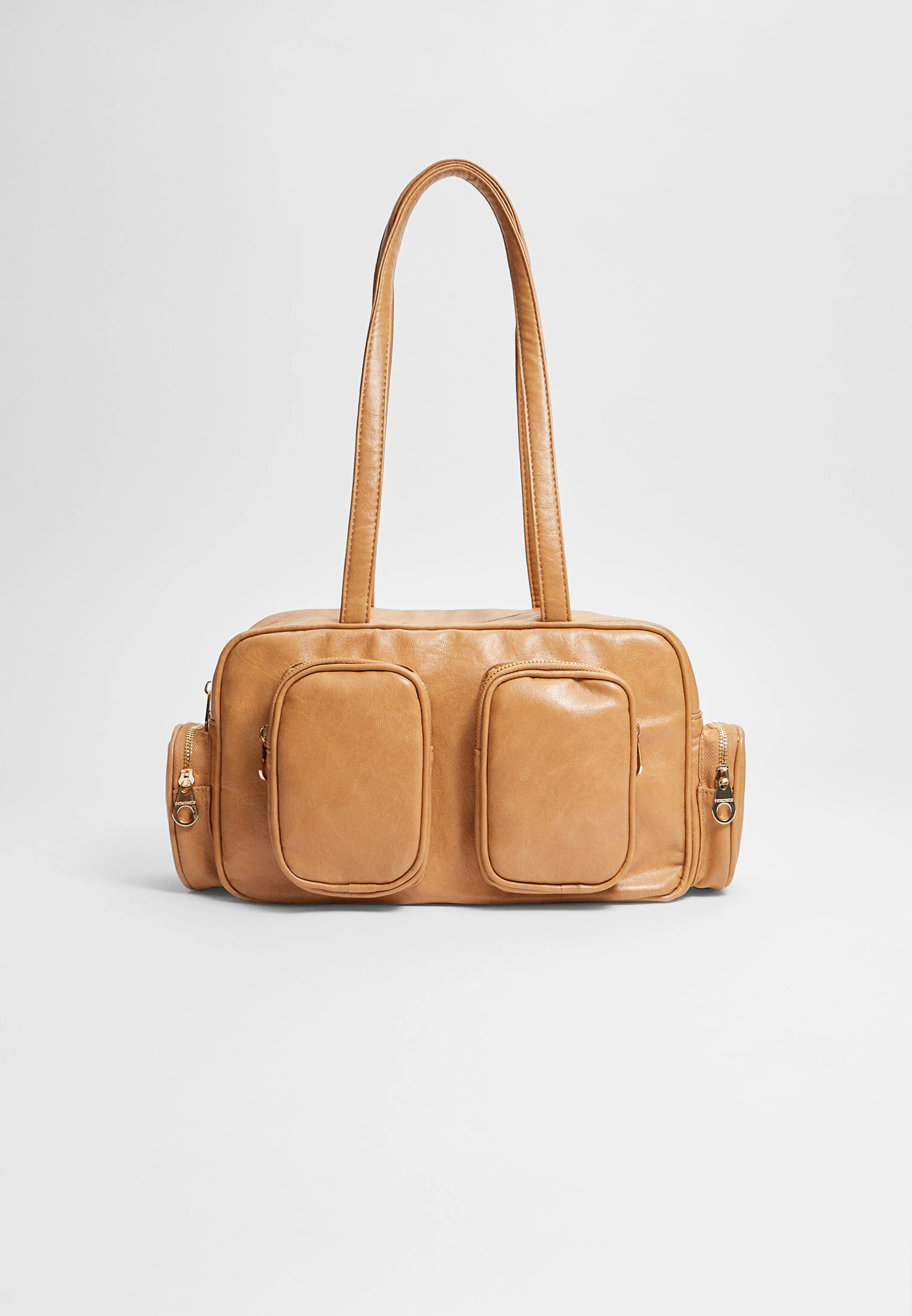 замшевая сумка через плечо stradivarius коричневый Сумка через плечо с карманами Stradivarius, коричневый