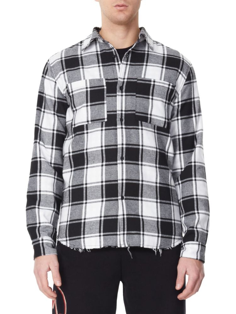 

Рубашка в клетку с необработанными краями Eleven Paris, цвет White Black