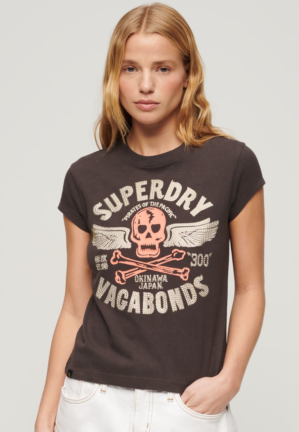 

Футболка с принтом EMBELLISHED POSTER SLEEVE Superdry, черный