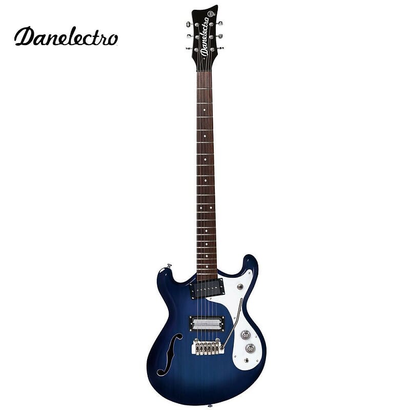 

Электрогитара Danelectro 66BT-TRBLUE Semi-Hollow Double Cutaway Horn Shape Baritone 6-String Electric Guitar