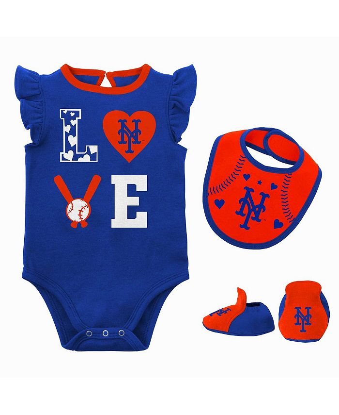 Комплект из трех предметов: боди и пинетки Love of Baseball для мальчиков и девочек Royal, Orange New York Mets Outerstuff, синий