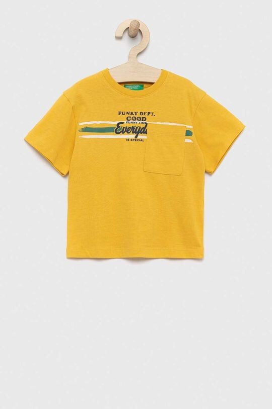 

Детская хлопковая футболка United Colors of Benetton, желтый