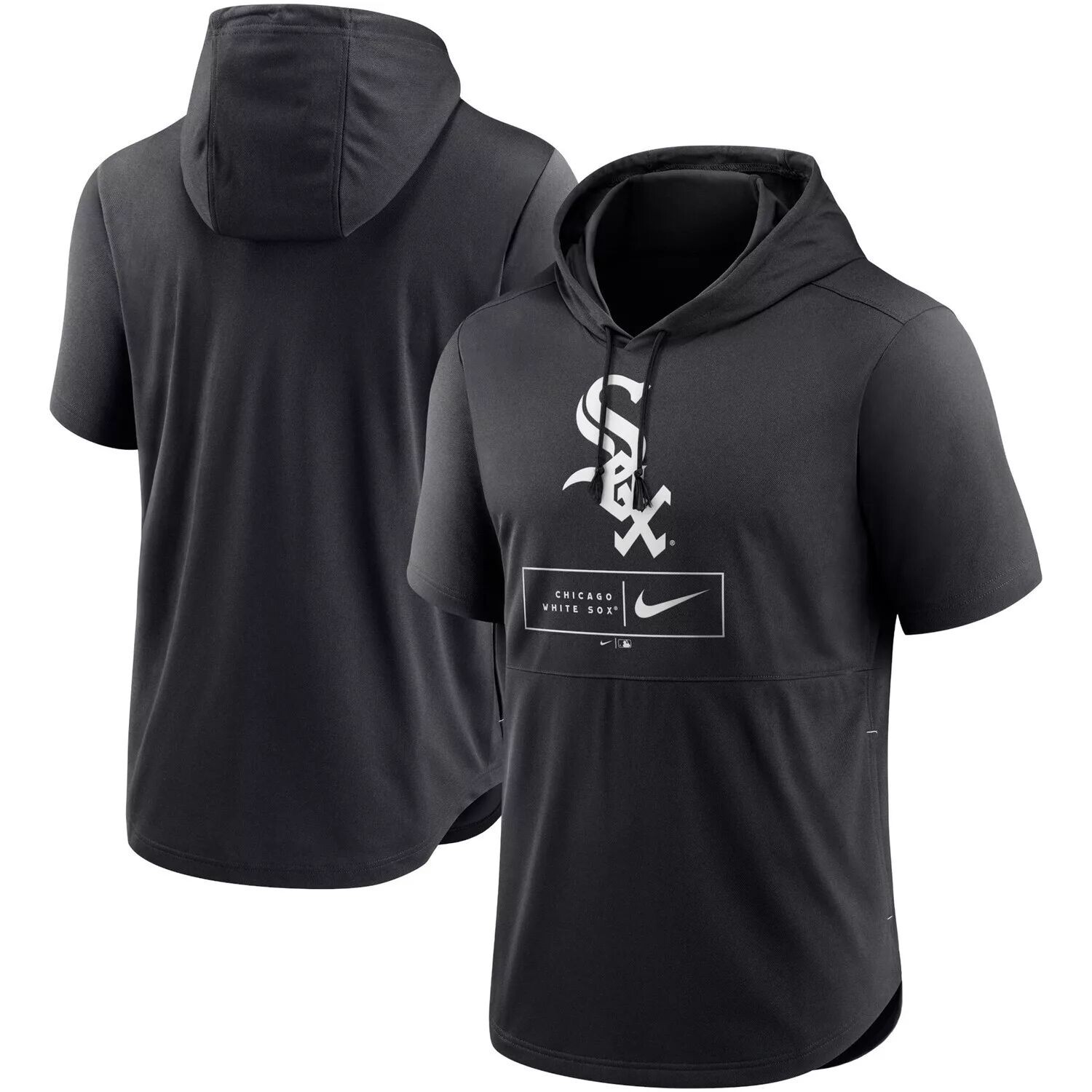 

Мужской черный пуловер с капюшоном с короткими рукавами и логотипом Chicago White Sox Lockup Performance Nike