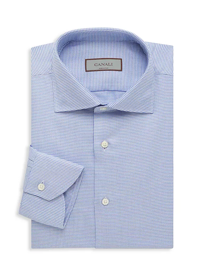 цена Классическая рубашка с геометрическим рисунком Canali, синий