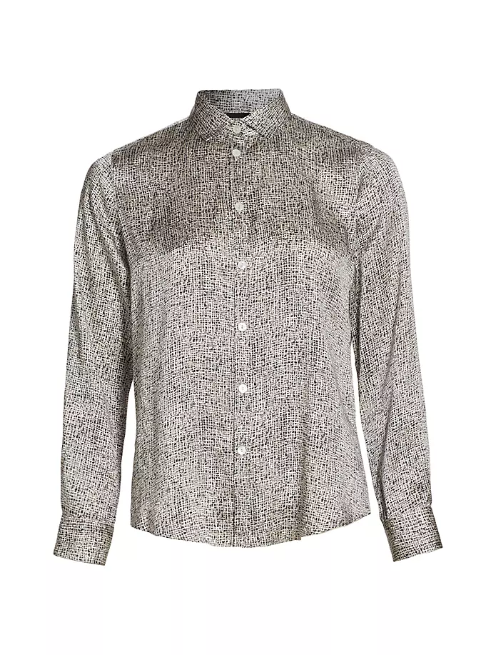 Шелковая блузка с принтом Giorgio Armani, черный