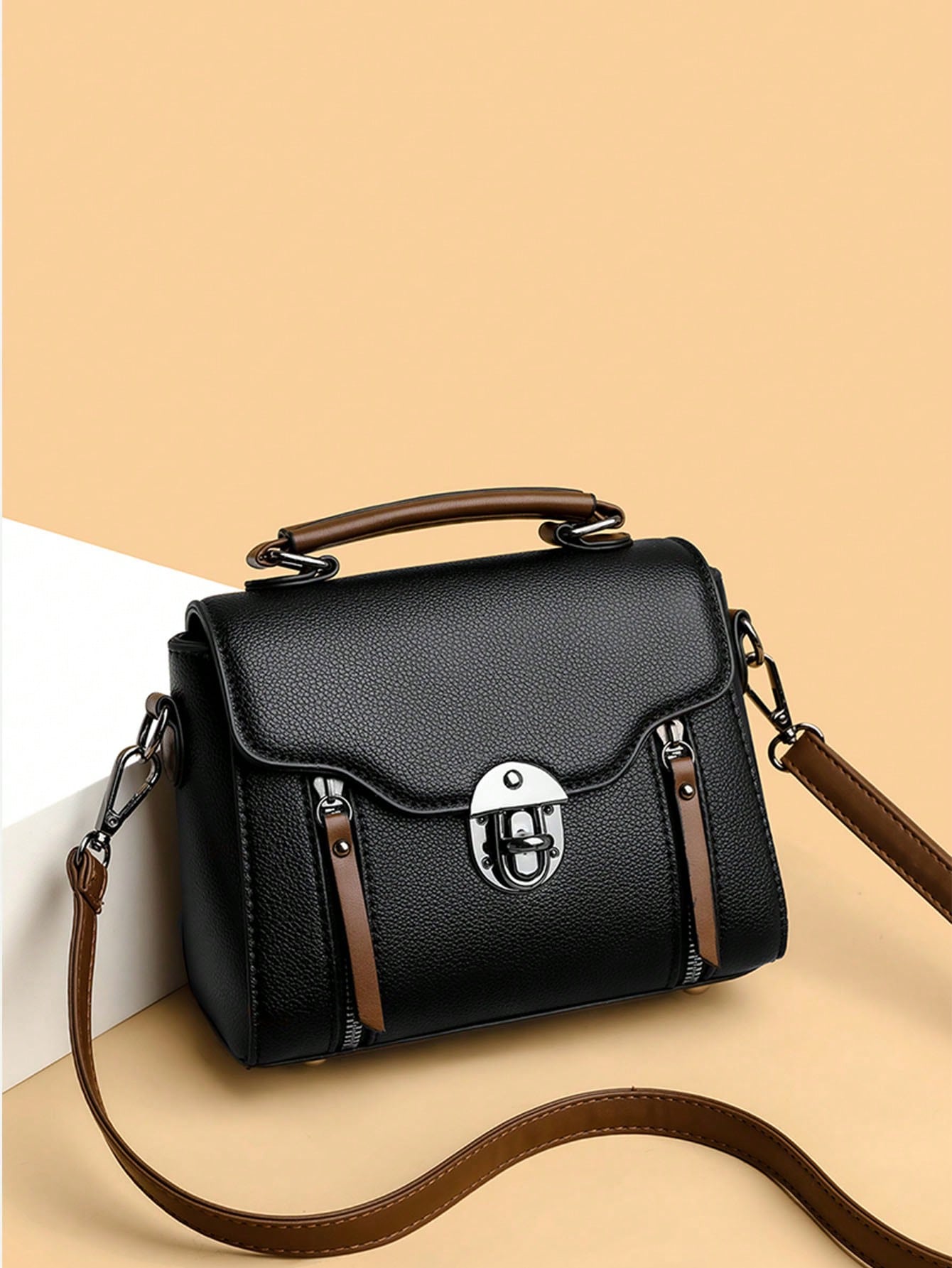 Ретро Ретро Женская сумка через плечо с клапаном, черный ретро ретро женская сумка через плечо с клапаном коричневый