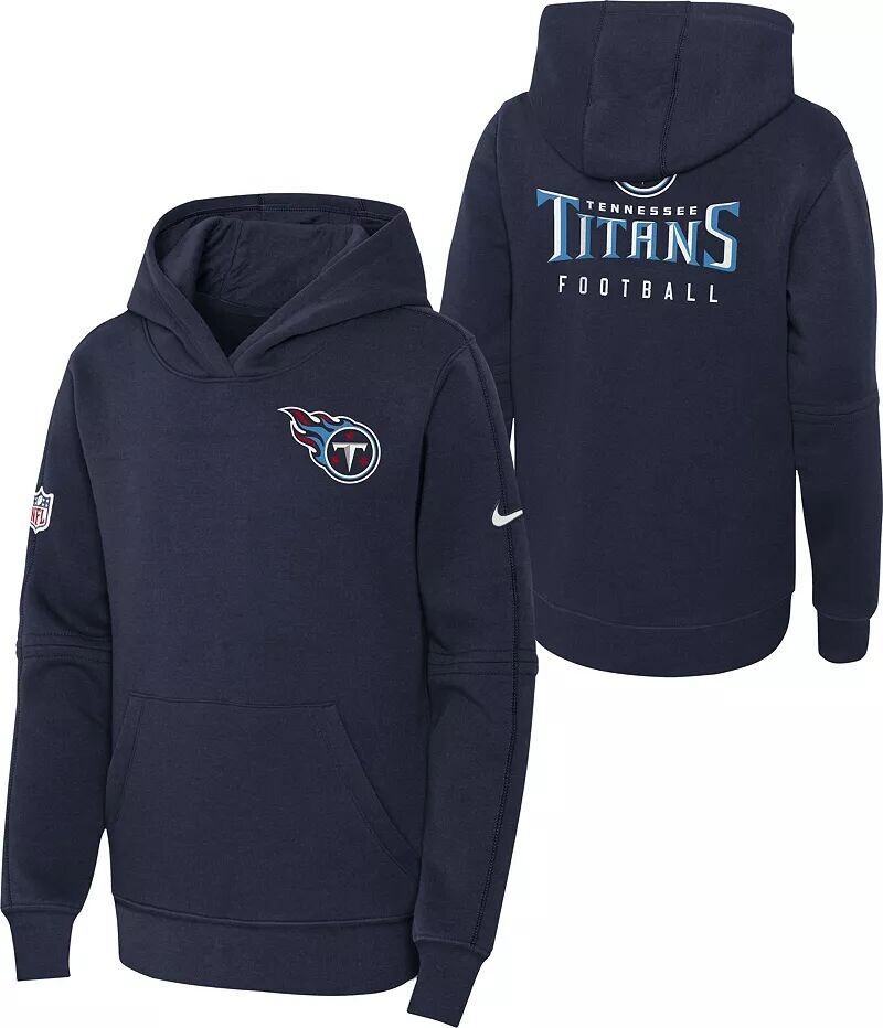 

Темно-синий пуловер с капюшоном Nike Youth Tennessee Titans Sideline Club