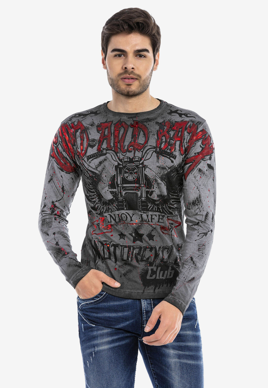

Лонгслив Cipo & Baxx Langarmshirt, серый