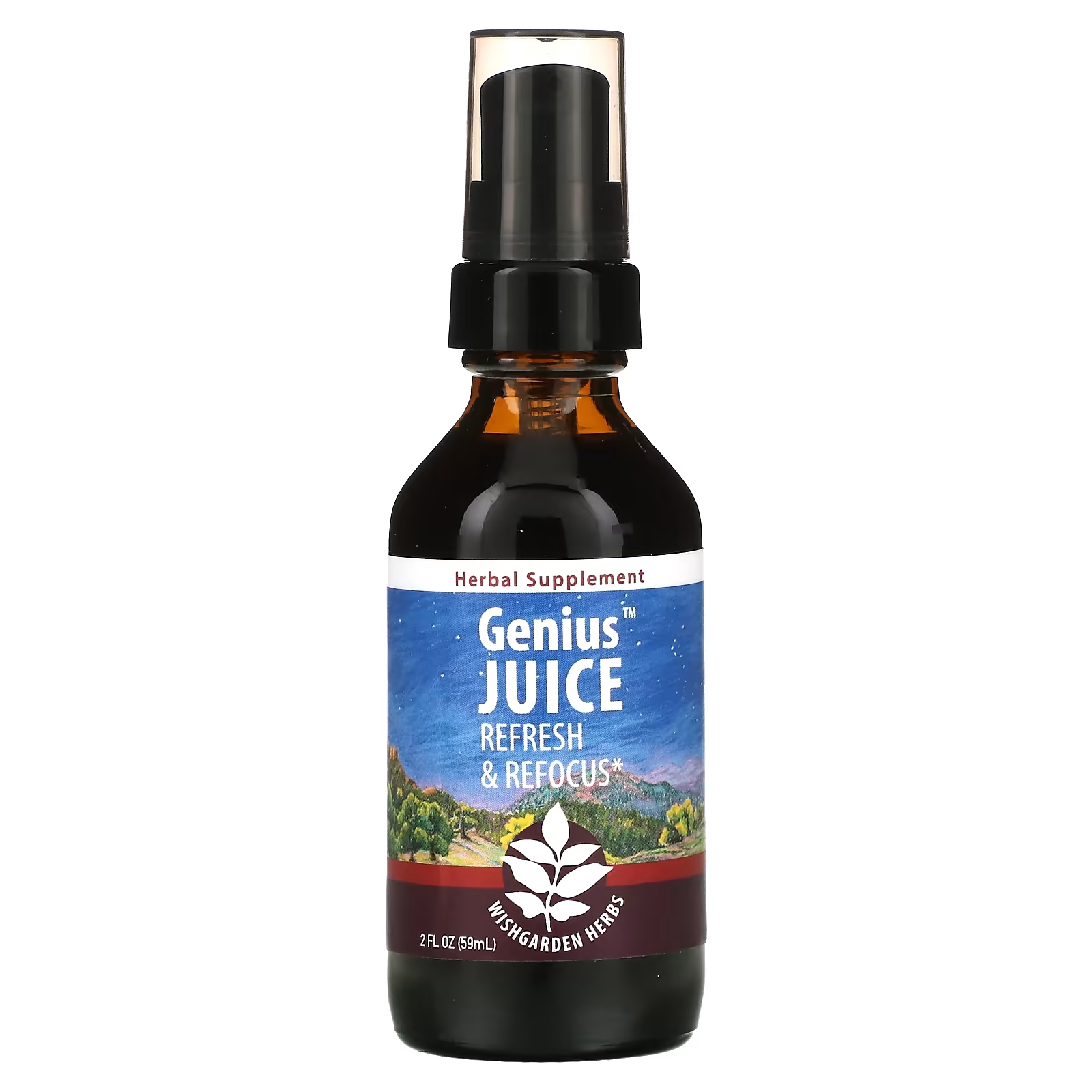 цена Растительная добавка WishGarden Herbs Genius Juice Refresh & Refocus, 59 мл