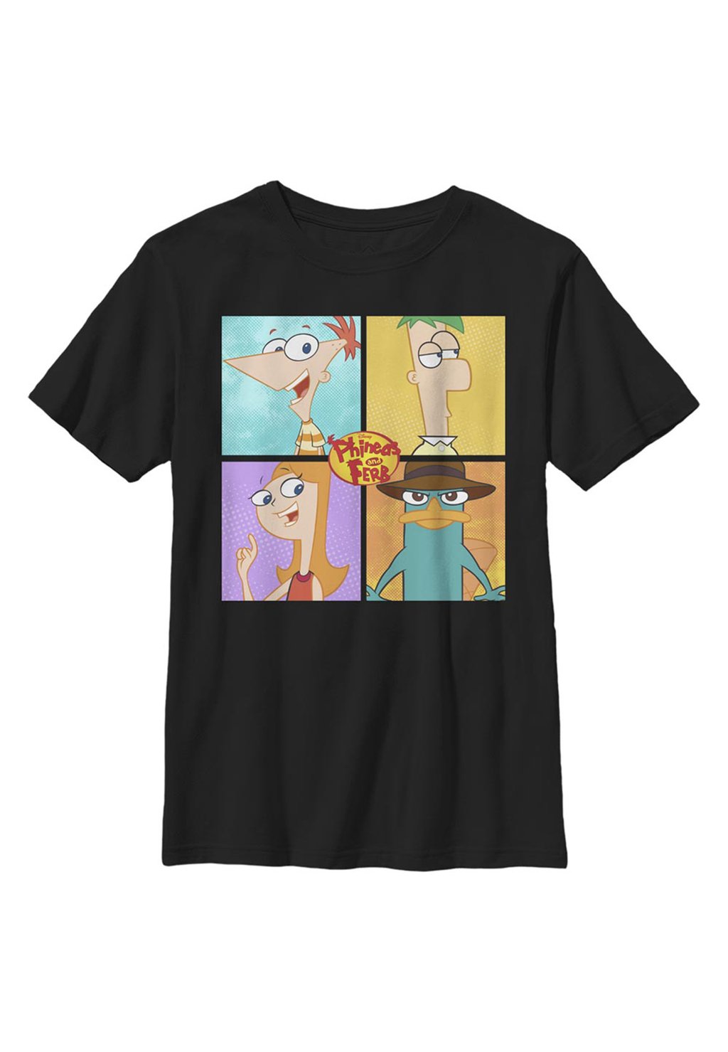 

Футболка с принтом Phineas And Ferb Boxup 4 Character Disney, черный