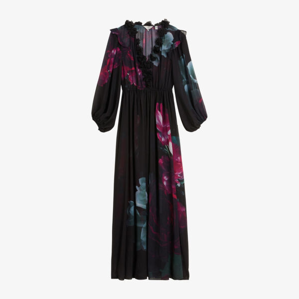 

Шифоновое платье макси Gionnna с цветочным принтом Ted Baker, черный
