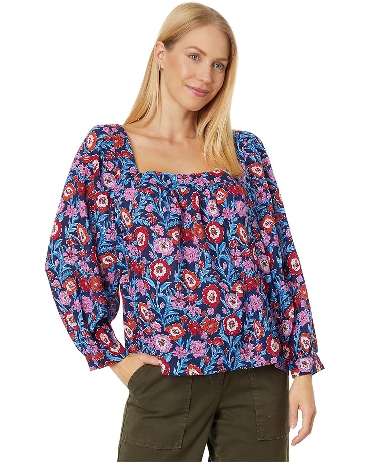 Топ Vineyard Vines Tisbury Floral Square Neck, цвет Tisbury Floral/Deep Bay