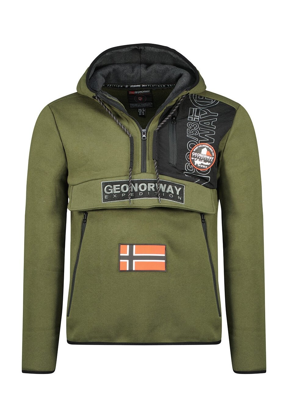 Толстовка FERETICO EO Geo Norway, хаки толстовка feretico eo geo norway цвет blended grey