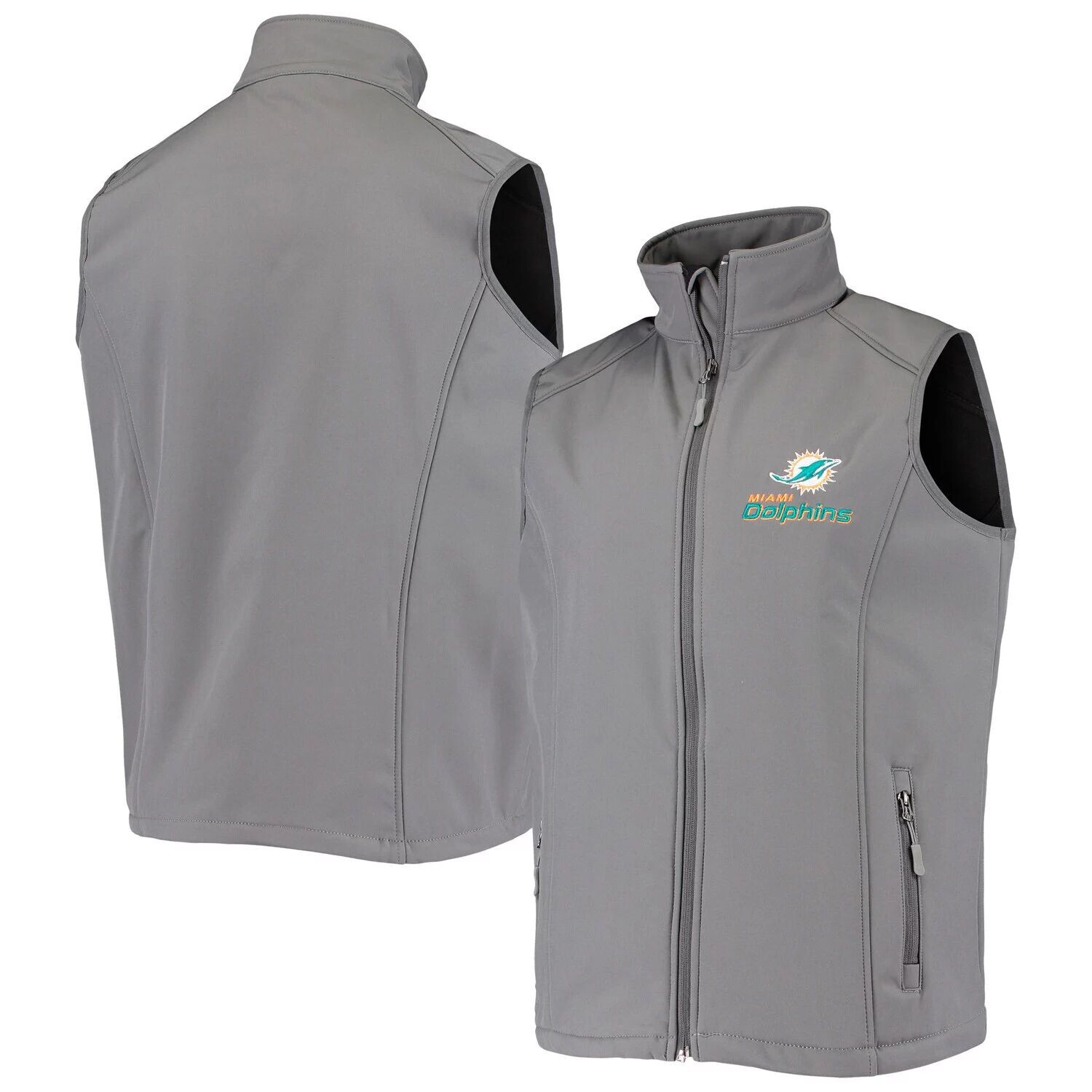 

Мужской темно-серый жилет с молнией во всю длину Miami Dolphins Archer Softshell