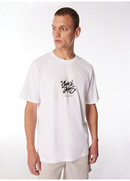 

Белая мужская футболка с круглым вырезом JORSEQUOIA TEE SS CREW NECK 1 FST Jack & Jones, белый