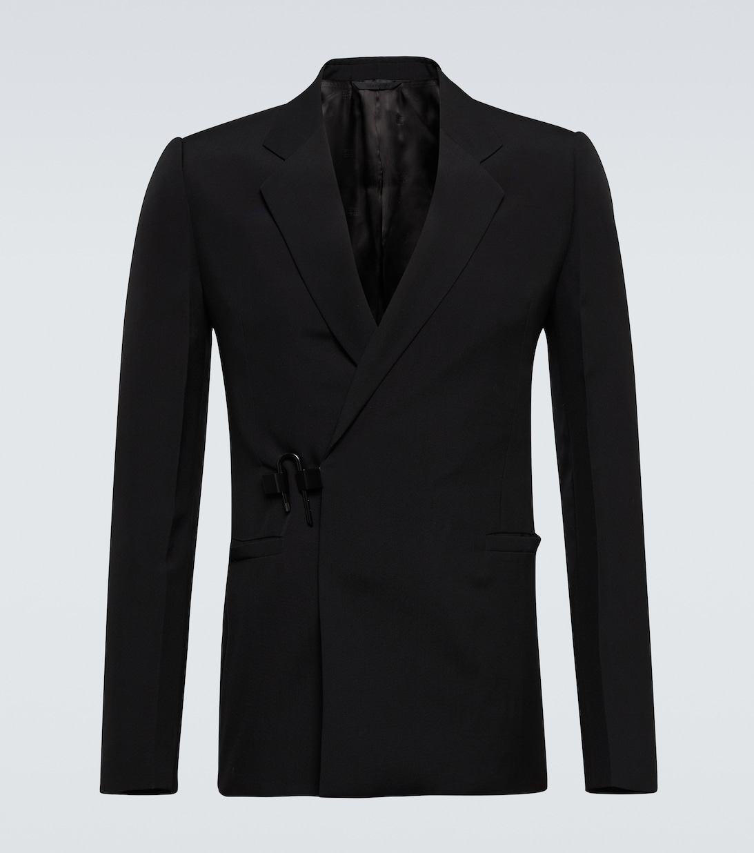 Пиджак облегающего кроя из технической шерсти Givenchy, черный