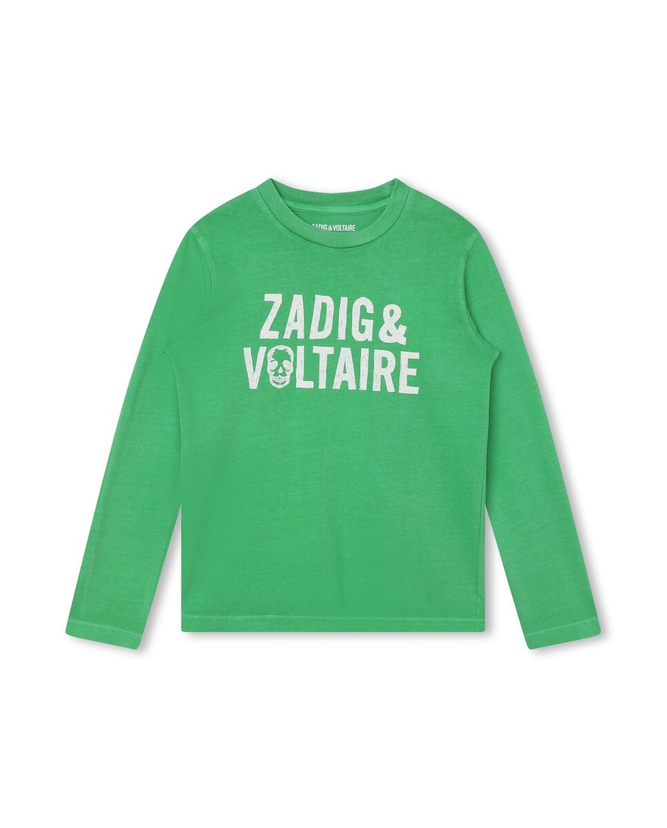 

Зеленая хлопковая футболка для мальчика Zadig & Voltaire, зеленый