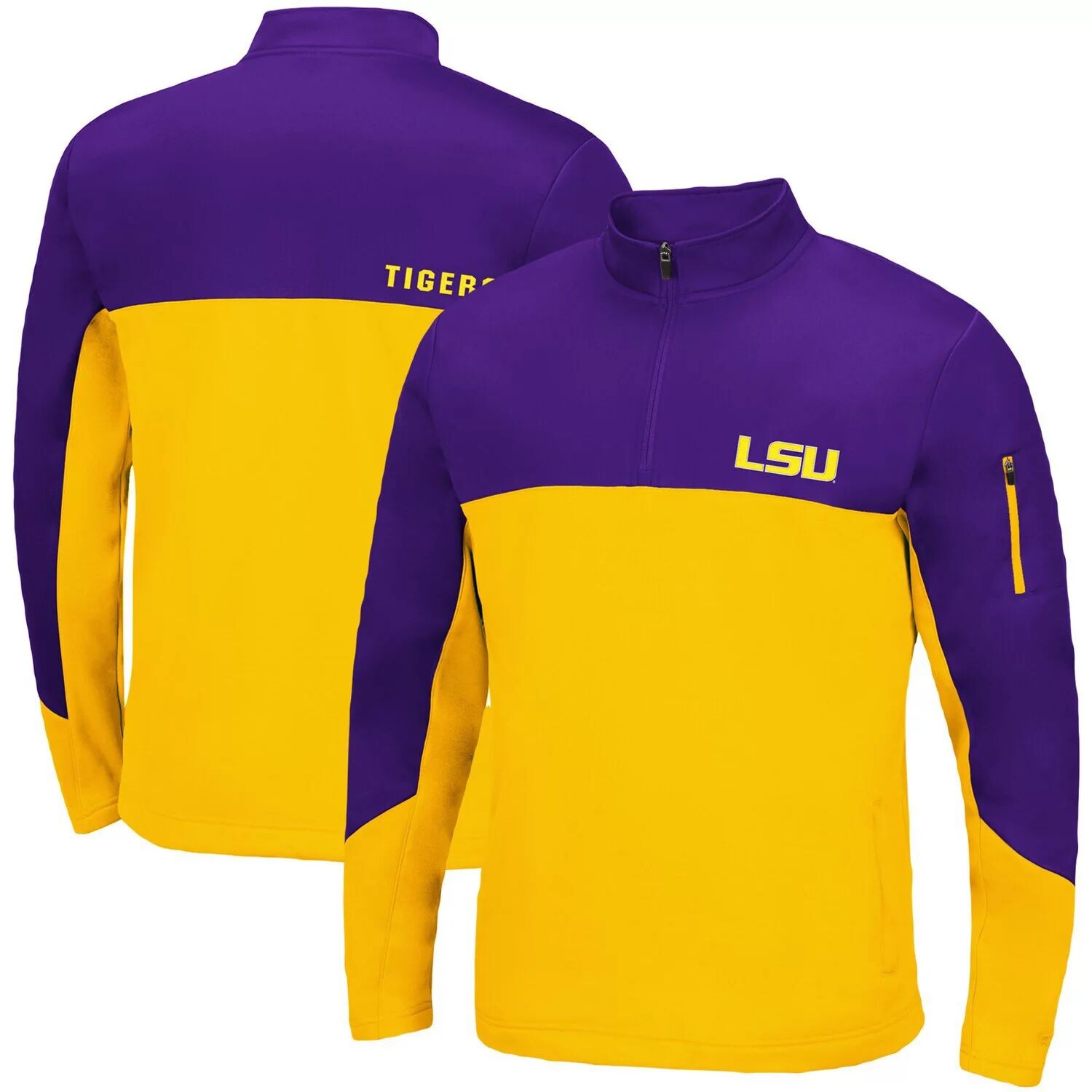 

Мужская фиолетовая куртка с молнией четверти LSU Tigers Triple Dog Dare Colosseum, Фиолетовый