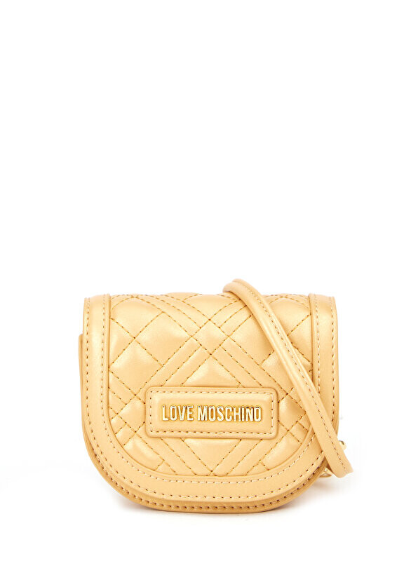 

Золотая женская сумка с логотипом Love Moschino