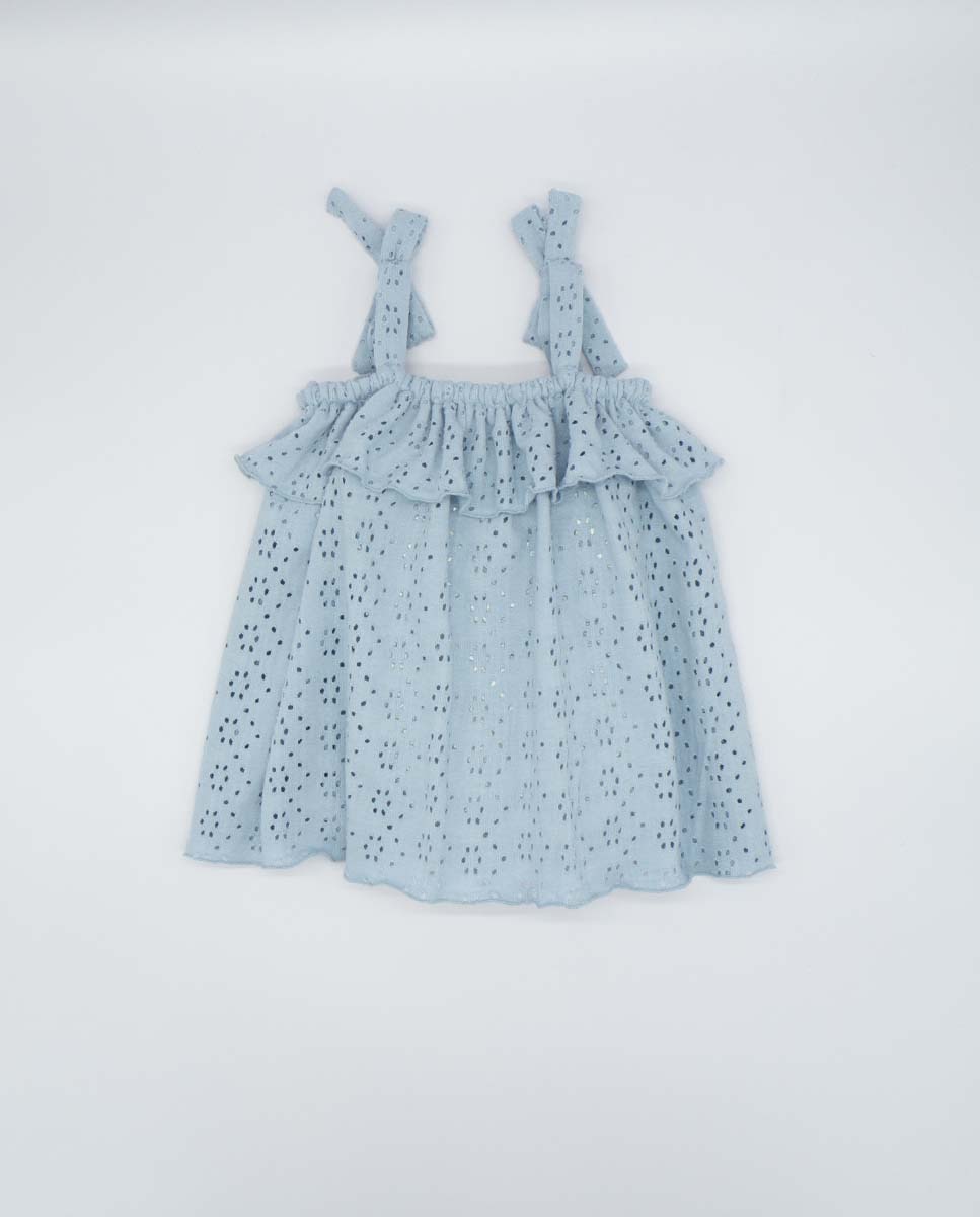 цена Ажурное хлопковое платье для девочки на бретелях Fina Ejerique, синий