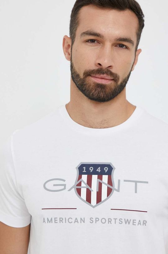 Хлопковая футболка Gant, белый