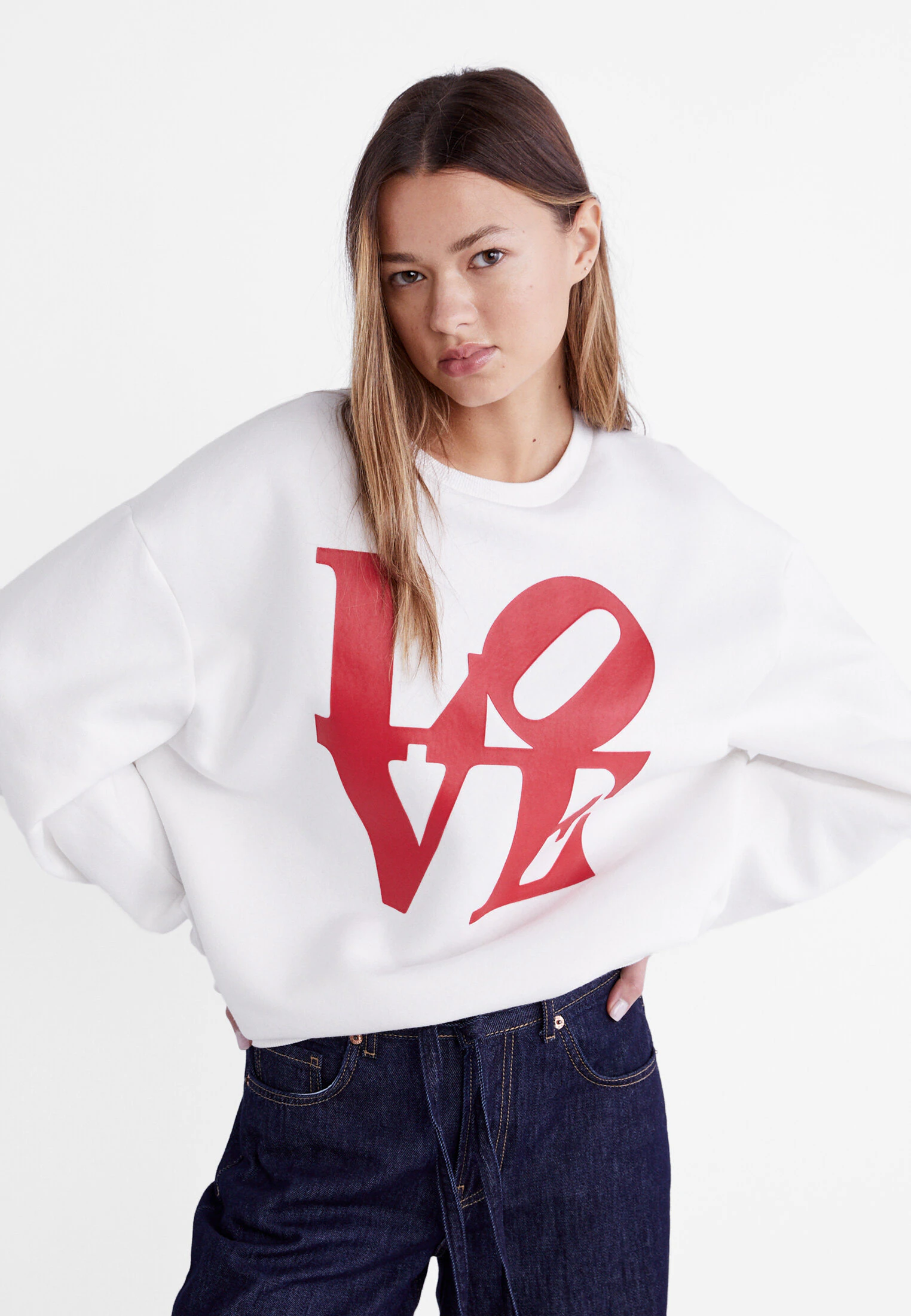 

Толстовка love license Stradivarius, экрю