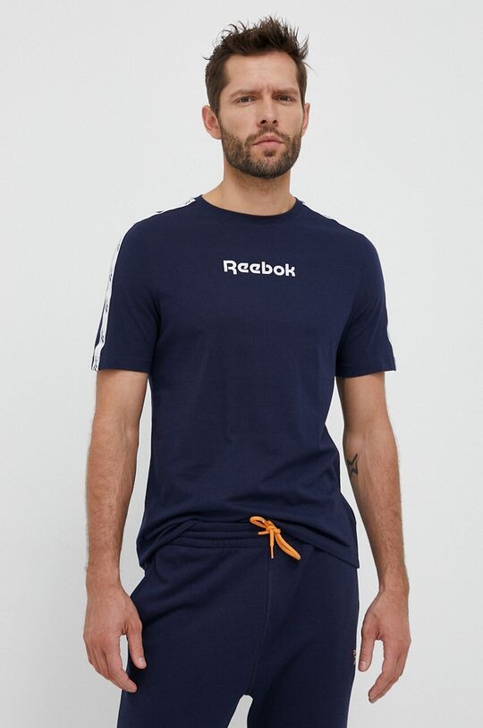 

Хлопковая футболка Reebok, темно-синий