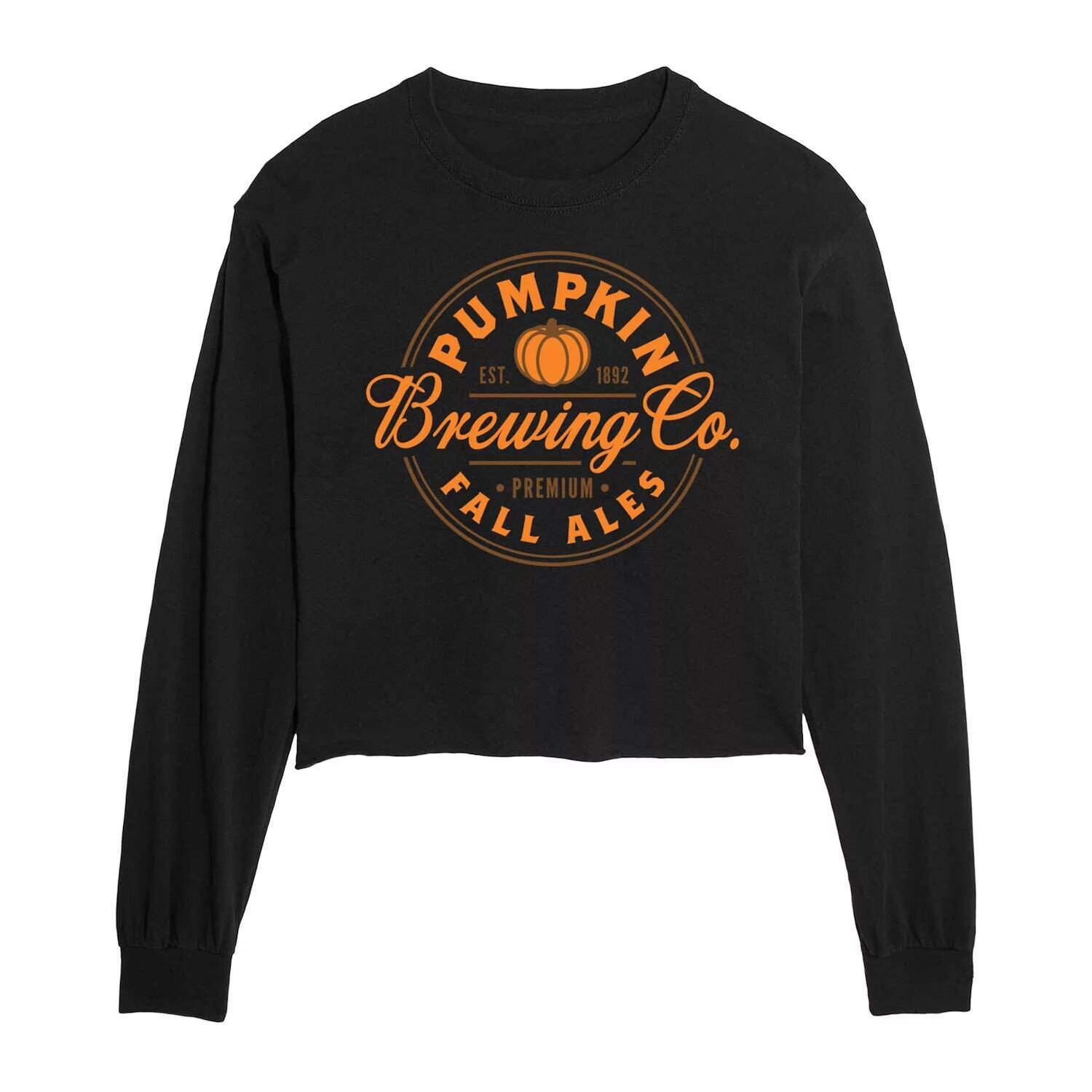

Укороченная футболка с длинными рукавами и рисунком Juniors' Pumpkin Brewing Co. Licensed Character