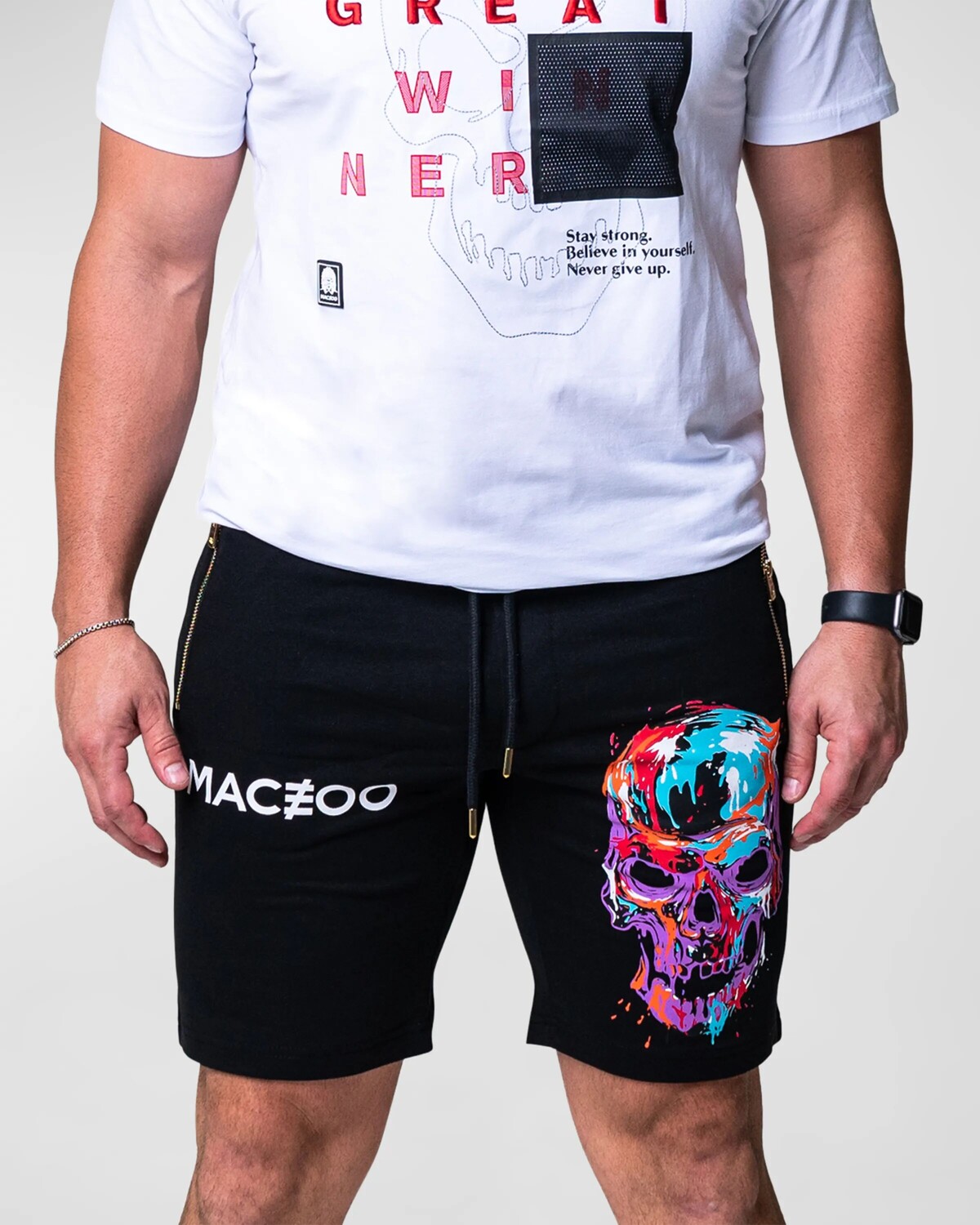 

Мужские шорты с рисунком черепа Maceoo, цвет Black