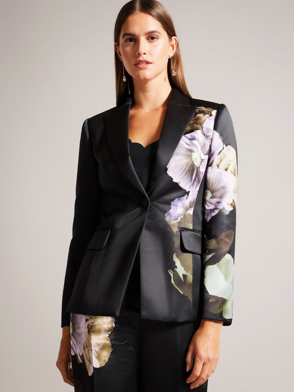 

Блейзер узкого кроя Nayaa Ted Baker, черный/мульти