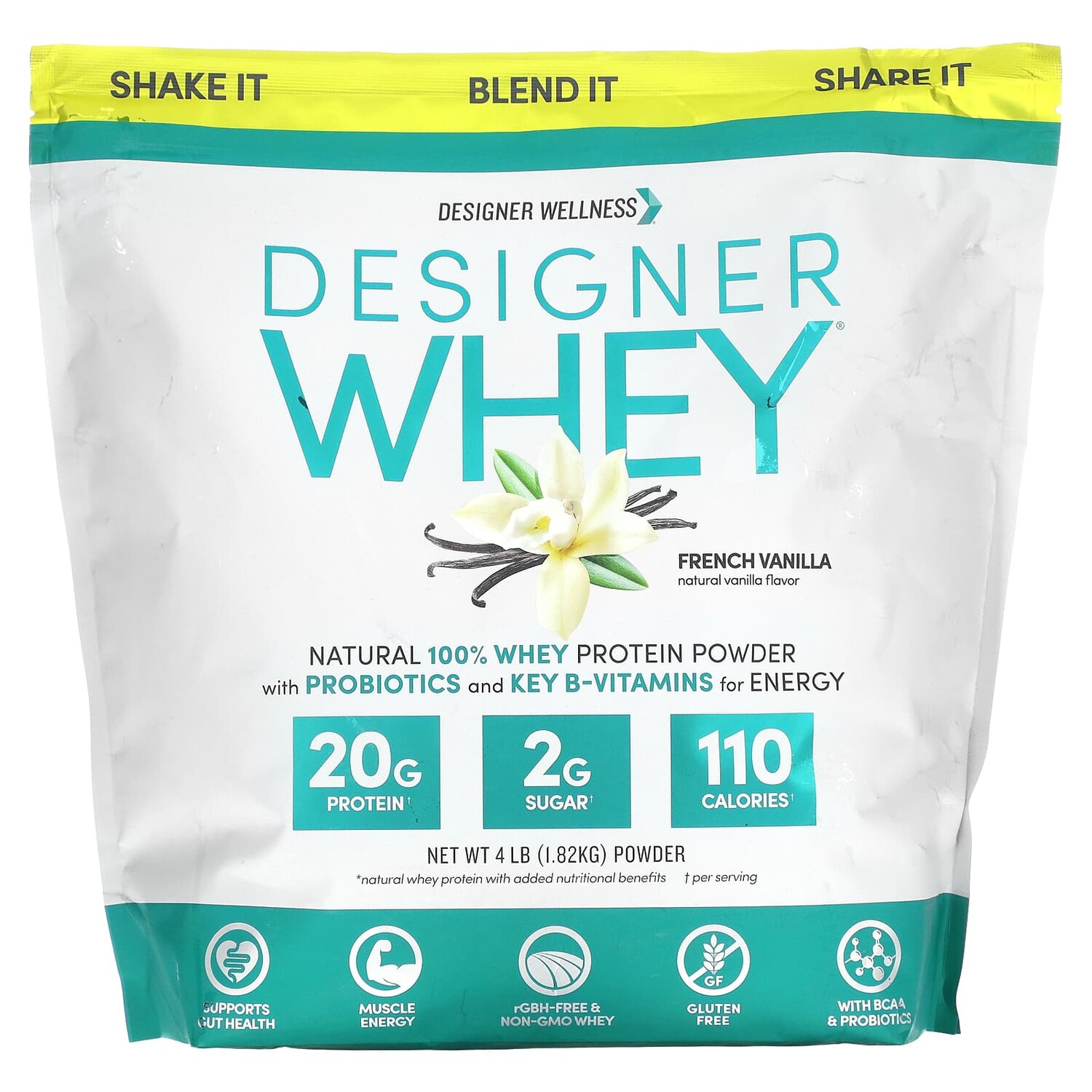 

Designer Whey, натуральный порошок из 100% сывороточного протеина, французская ваниль, 1,82 кг (4 фунта), Designer Wellness