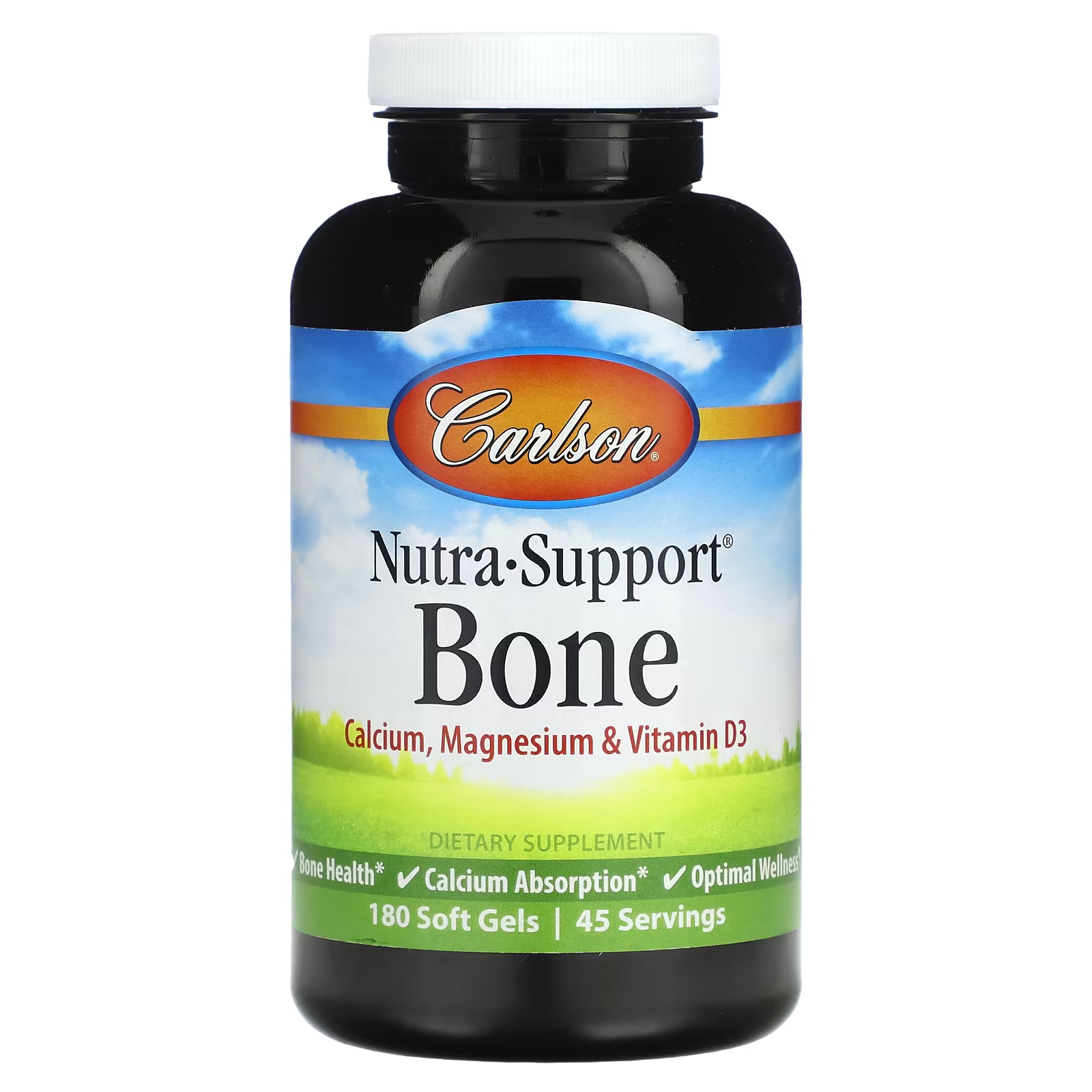 Carlson Nutra-Support Bone 180 мягких гелей carlson гели кальция и магния 250 мягких гелей