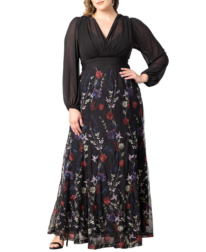 Женское вечернее платье из сетчатой ткани больших размеров с вышивкой Isabella Kiyonna, черный